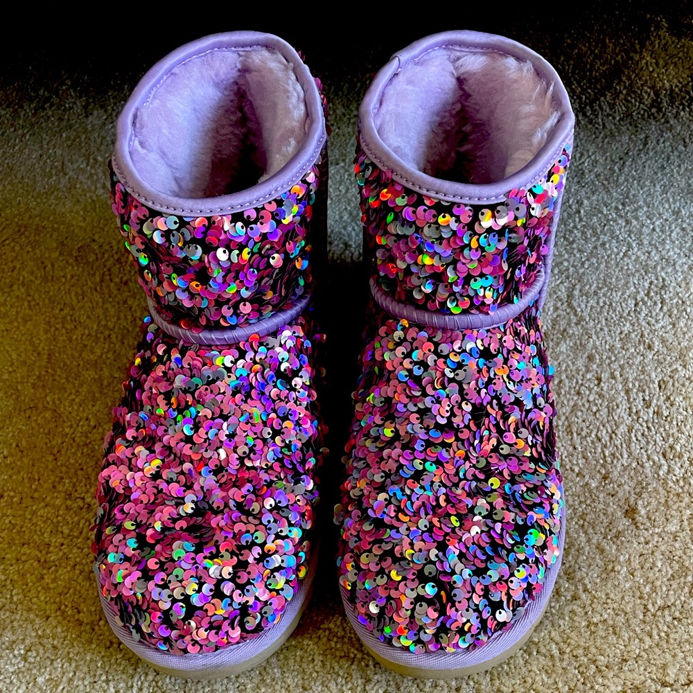 Short, purple/pink, sequins Ugg boots